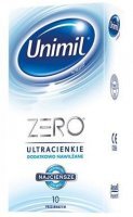 Unimil, prezerwatywy lateksowe Zero, dodatkowo nawilżane, 10 sztuk