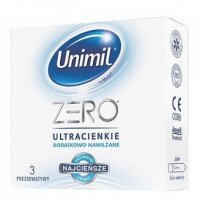 Unimil, prezerwatywy lateksowe Zero, dodatkowo nawilżane, 3 sztuki