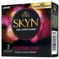 Unimil Skyn, prezerwatywy bezlateksowe Cocktail Club, całe aromatyzowane, 3 sztuki