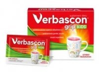 Verbascon Grip Kids, proszek, smak malinowy, dla dorosłych i dzieci po 3 roku życia, 10 saszetek