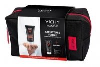 Vichy Homme, Structure Force, krem przeciwzmarszczkowy, 50ml + Hydra Mag C, żel pod prysznic, 200ml + kosmetyczka