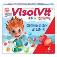 Visolvit Junior Truskawka, proszek musujący, smak truskawkowy, po 3 roku życia, 30 saszetek