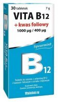 Vita B12 + kwas foliowy, smak miętowy, 30 tabletek do ssania